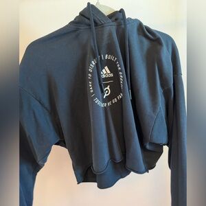 Adidas x Peloton Black Cropped Hooded Sweatshirt